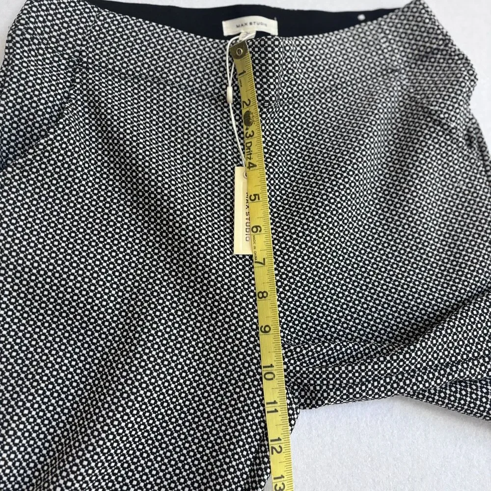 Max Studio Pull On Ankle Dress Pants Women's M Black White Retro Mod Comfort NWT